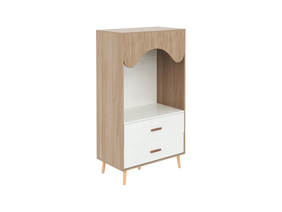 Armoire enfants tringle vêtements tiroirs armoire ouverte poignées bois aggloméré blanc bois naturel