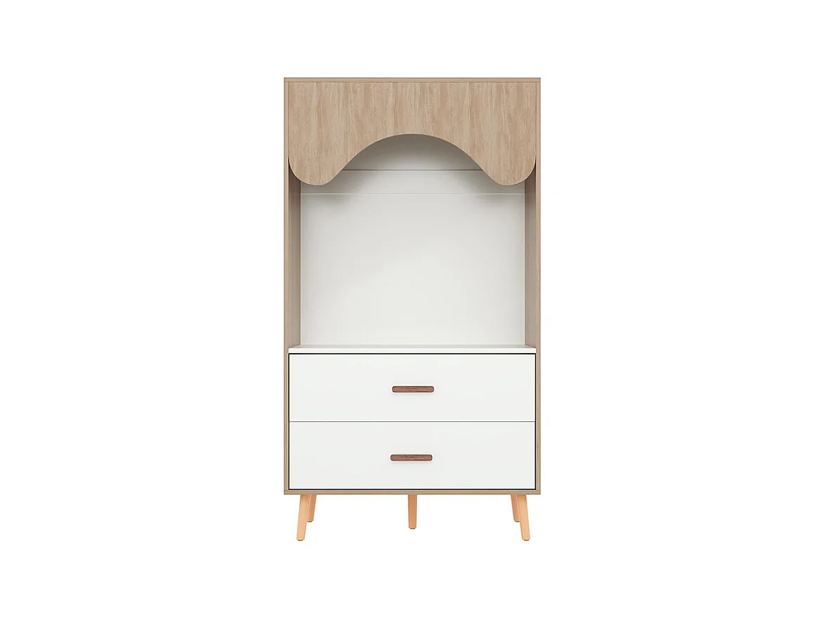 Armoire enfants tringle vêtements tiroirs armoire ouverte poignées bois aggloméré blanc bois naturel