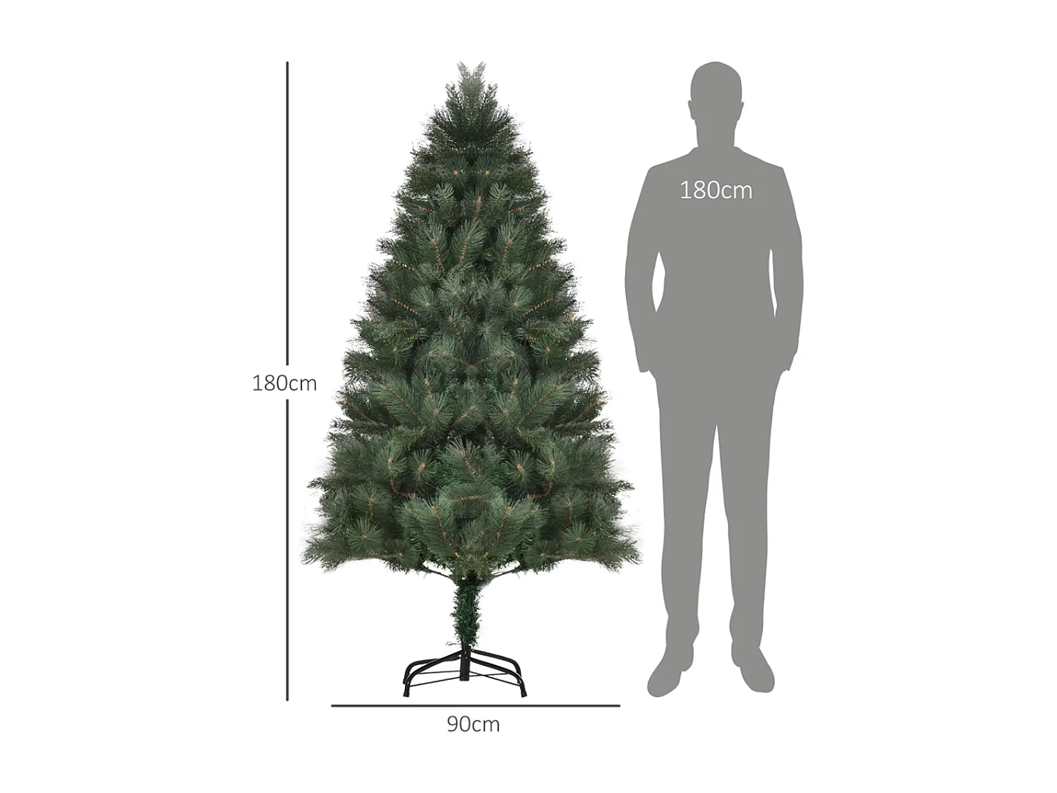 Weihnachtsbaum Ø90 x 180 cm, künstliche Tanne,Christbaum künstlicher Weihnachtsbaum Grün