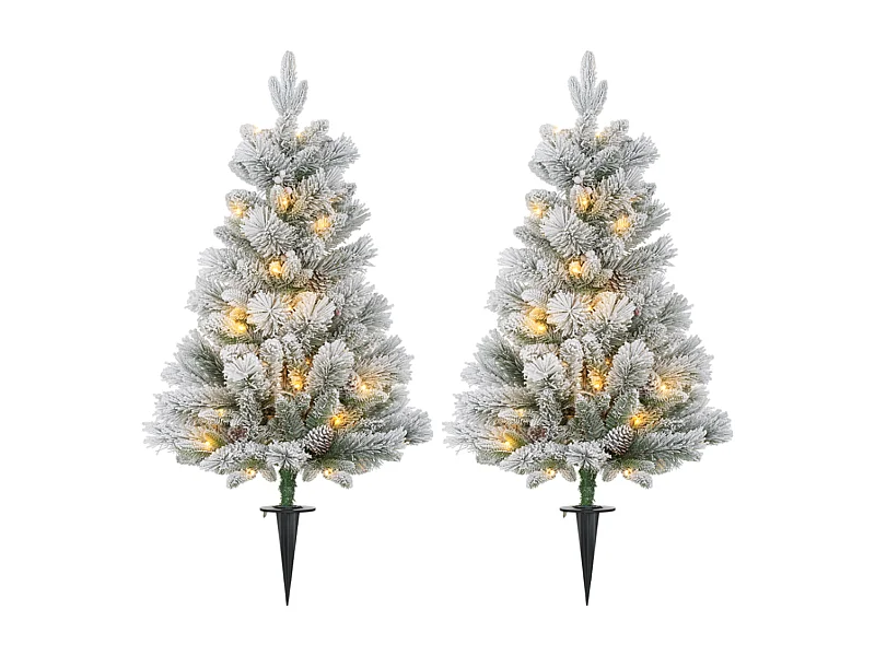 2er-Set Weihnachtsbaum mit LED-Beleuchtung,Weihnachtsbaum 107 cm, Tannenzapfen Christbaum künstlicher Weihnachtsbaum