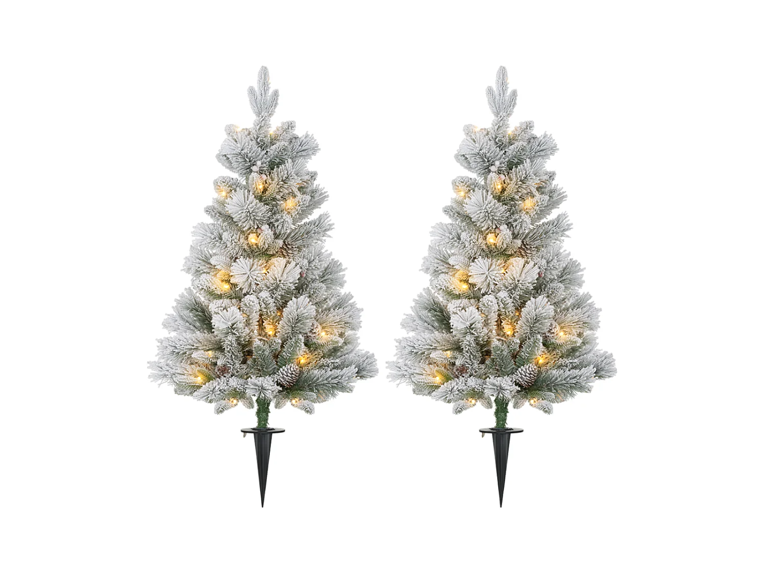 2er-Set Weihnachtsbaum mit LED-Beleuchtung,Weihnachtsbaum 107 cm, Tannenzapfen Christbaum künstlicher Weihnachtsbaum