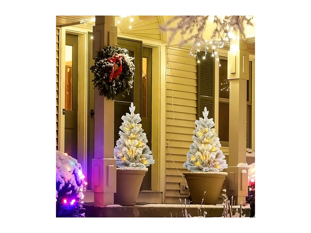 2er-Set Weihnachtsbaum mit LED-Beleuchtung,Weihnachtsbaum 107 cm, Tannenzapfen Christbaum künstlicher Weihnachtsbaum
