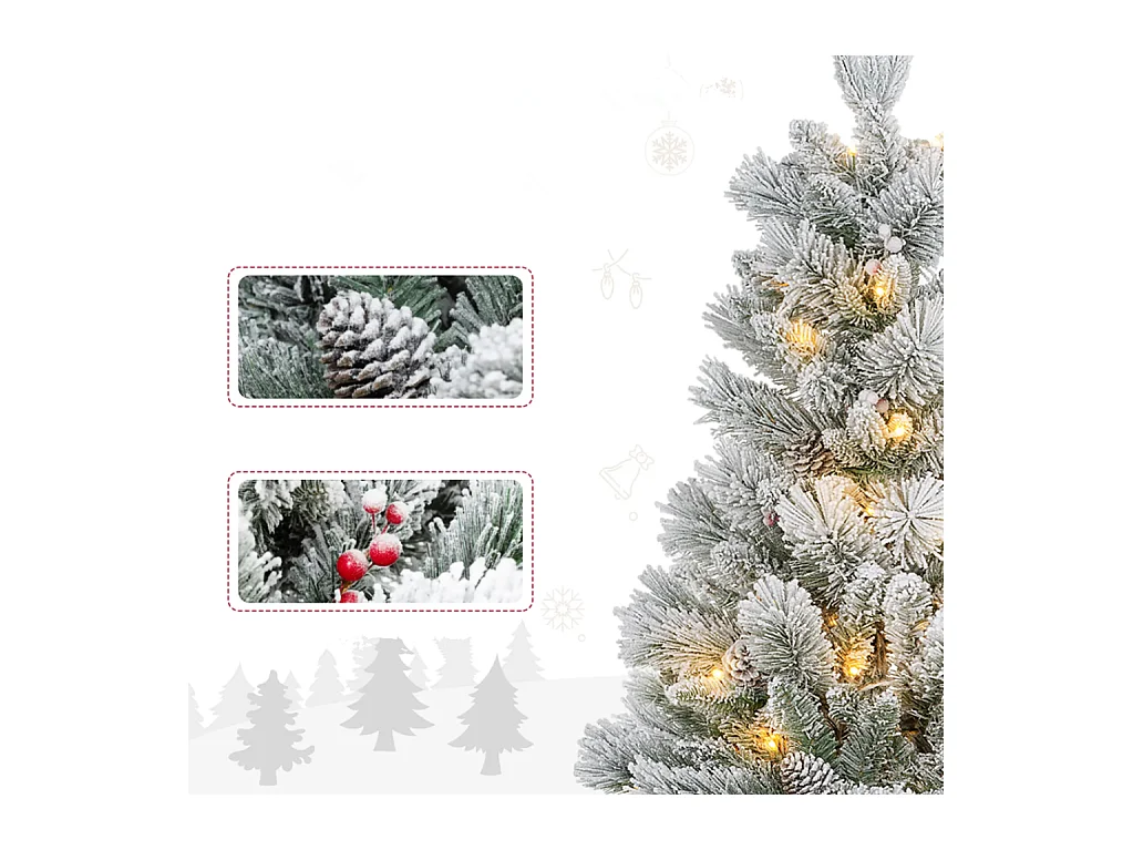 2er-Set Weihnachtsbaum mit LED-Beleuchtung,Weihnachtsbaum 107 cm, Tannenzapfen Christbaum künstlicher Weihnachtsbaum