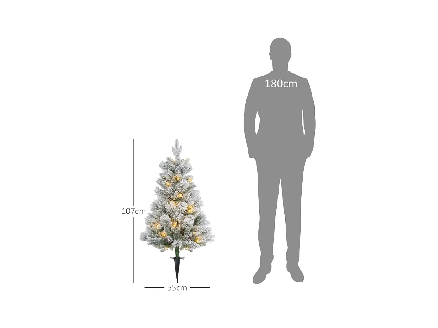 2er-Set Weihnachtsbaum mit LED-Beleuchtung,Weihnachtsbaum 107 cm, Tannenzapfen Christbaum künstlicher Weihnachtsbaum