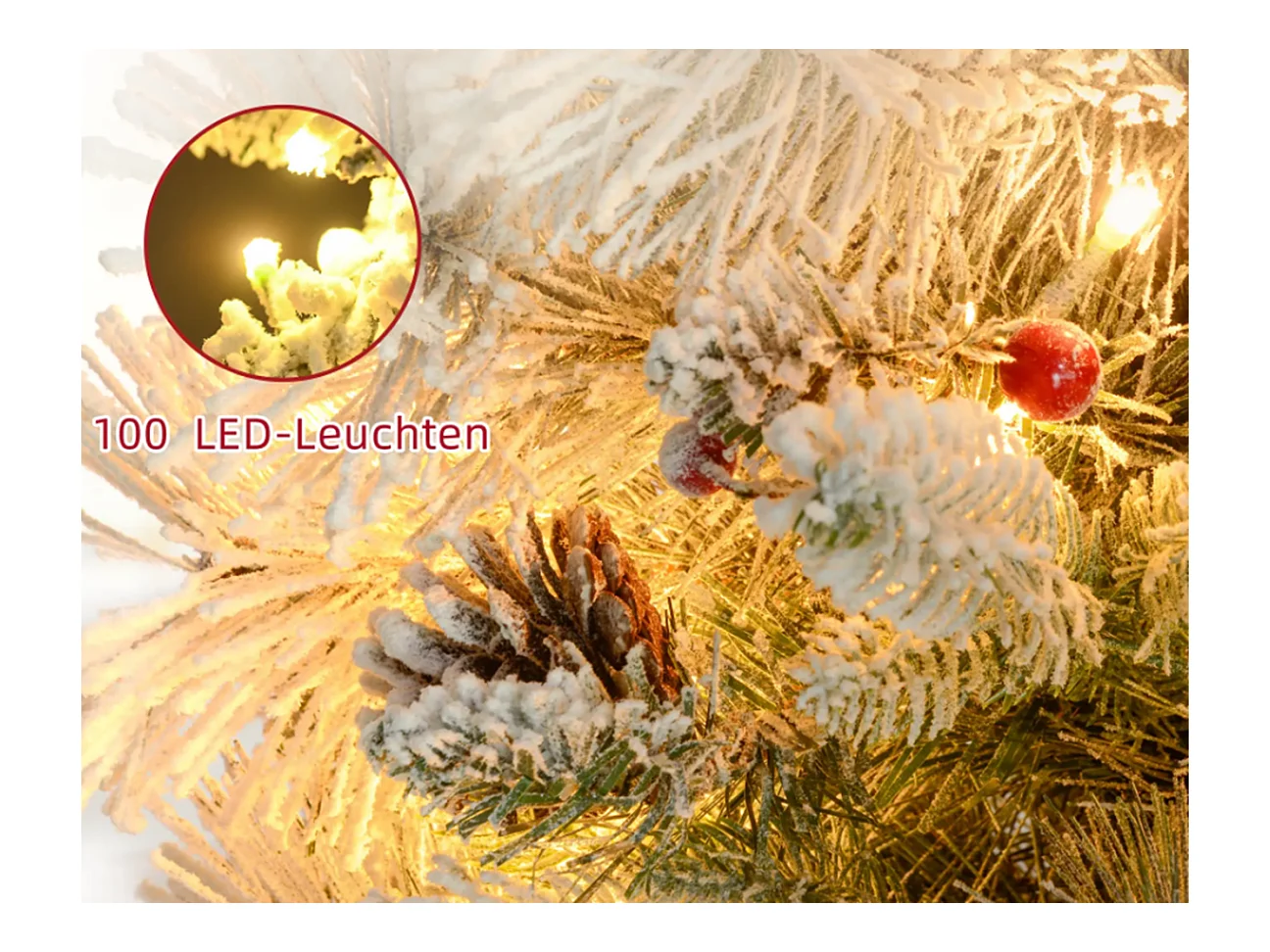 2er-Set Weihnachtsbaum mit LED-Beleuchtung,Weihnachtsbaum 107 cm, Tannenzapfen Christbaum künstlicher Weihnachtsbaum