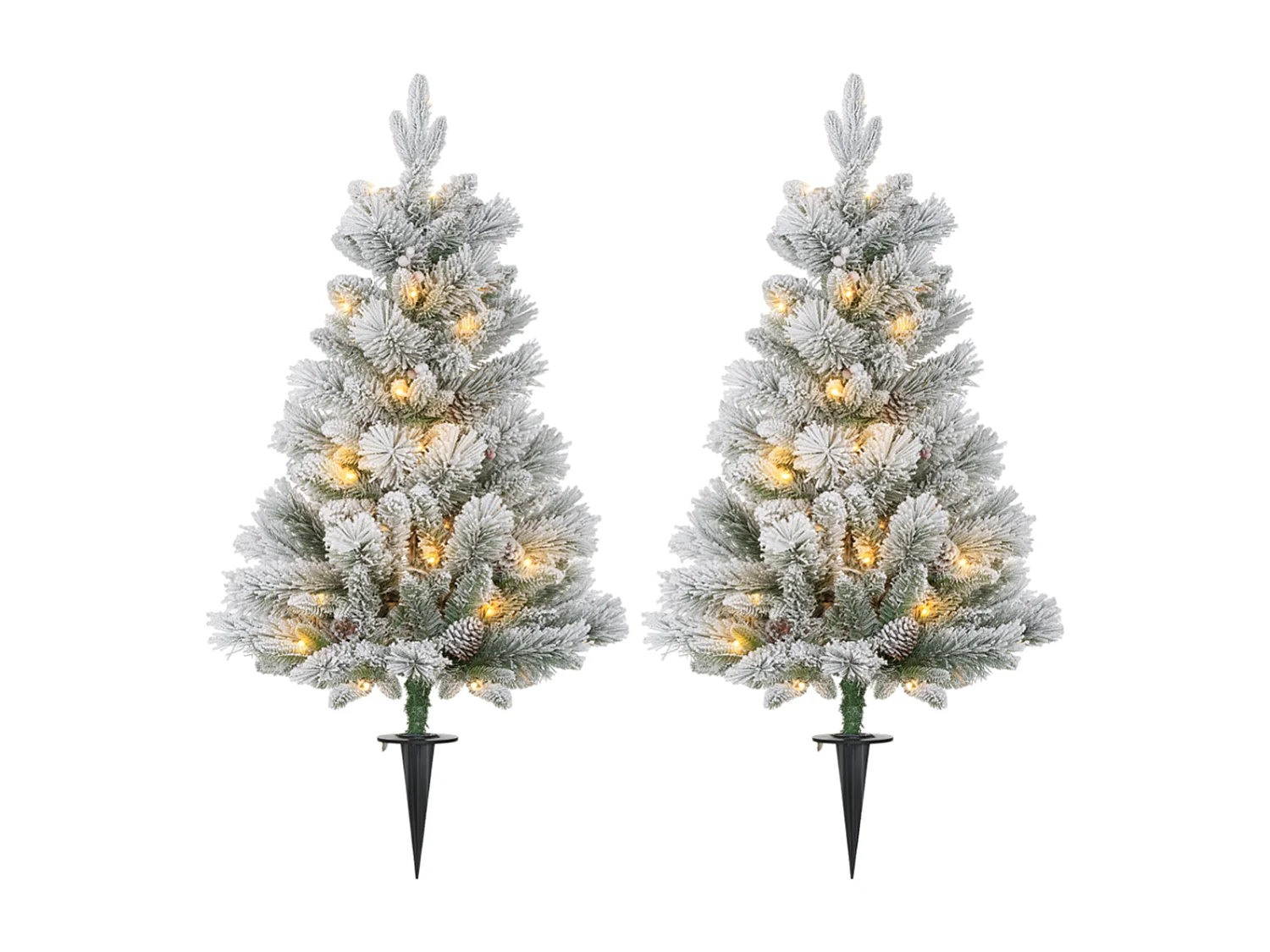2er-Set Weihnachtsbaum mit LED-Beleuchtung,Weihnachtsbaum 107 cm, Tannenzapfen Christbaum künstlicher Weihnachtsbaum