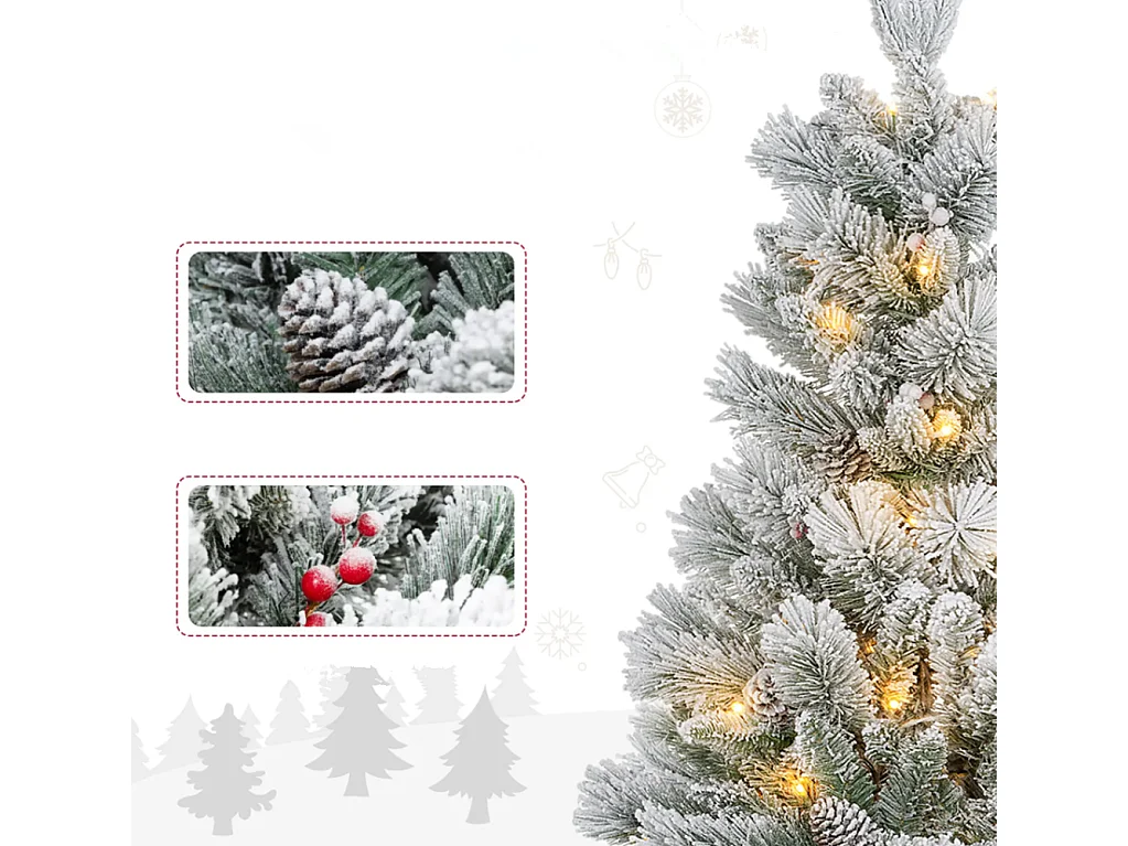 2er-Set Weihnachtsbaum mit LED-Beleuchtung,Weihnachtsbaum 107 cm, Tannenzapfen Christbaum künstlicher Weihnachtsbaum