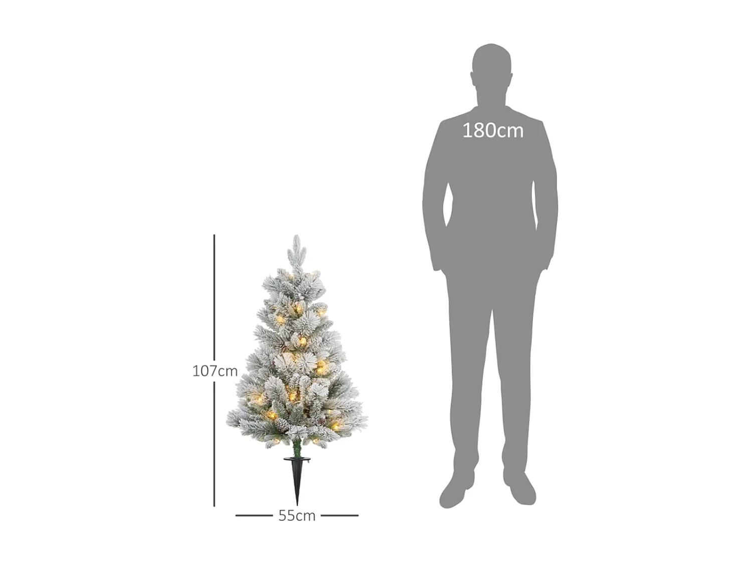 2er-Set Weihnachtsbaum mit LED-Beleuchtung,Weihnachtsbaum 107 cm, Tannenzapfen Christbaum künstlicher Weihnachtsbaum