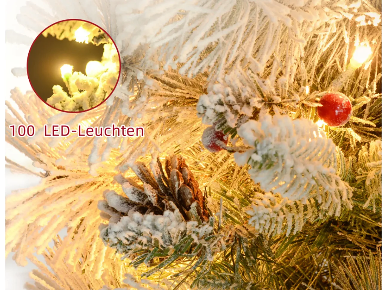 2er-Set Weihnachtsbaum mit LED-Beleuchtung,Weihnachtsbaum 107 cm, Tannenzapfen Christbaum künstlicher Weihnachtsbaum