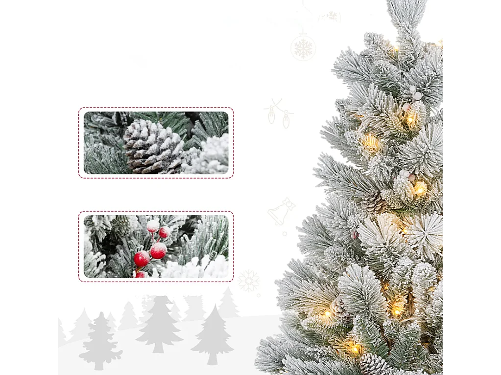 2er-Set Weihnachtsbaum mit LED-Beleuchtung,Weihnachtsbaum 107 cm, Tannenzapfen Christbaum künstlicher Weihnachtsbaum