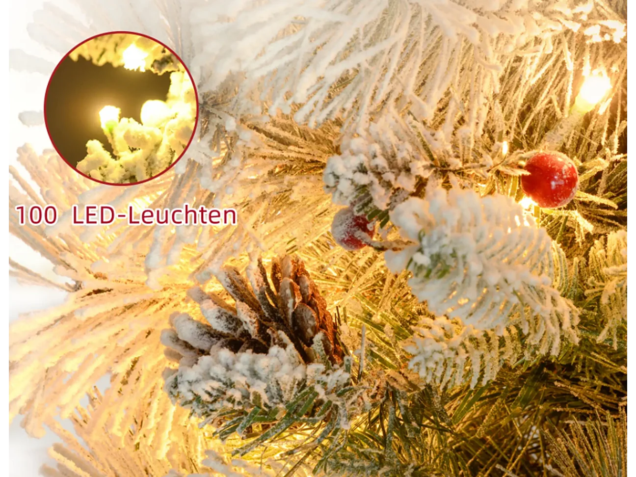 2er-Set Weihnachtsbaum mit LED-Beleuchtung,Weihnachtsbaum 107 cm, Tannenzapfen Christbaum künstlicher Weihnachtsbaum