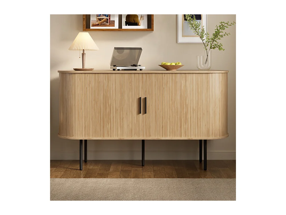 Sideboard mit Rolljalousie-Türen, Kommode Vielseitiger Aufbewahrungsschrank für Wohnzimmer