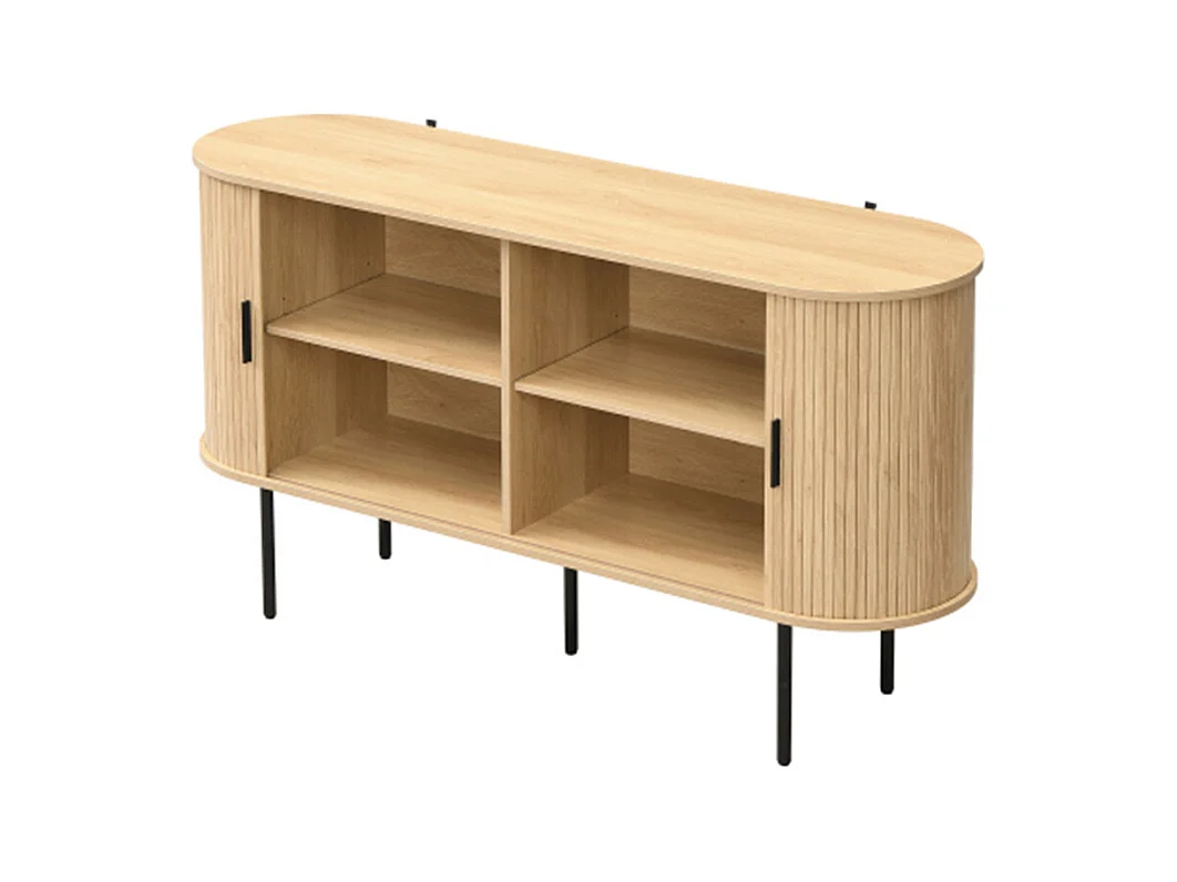 Sideboard mit Rolljalousie-Türen, Kommode Vielseitiger Aufbewahrungsschrank für Wohnzimmer