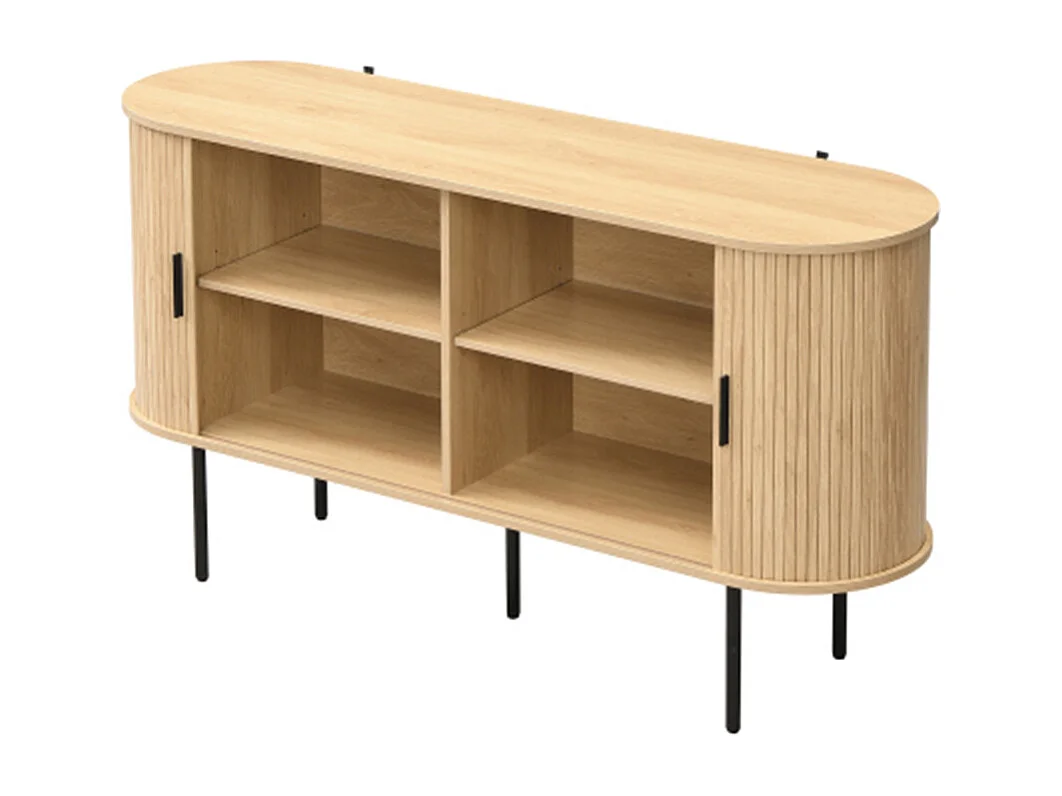 Sideboard mit Rolljalousie-Türen, Kommode Vielseitiger Aufbewahrungsschrank für Wohnzimmer