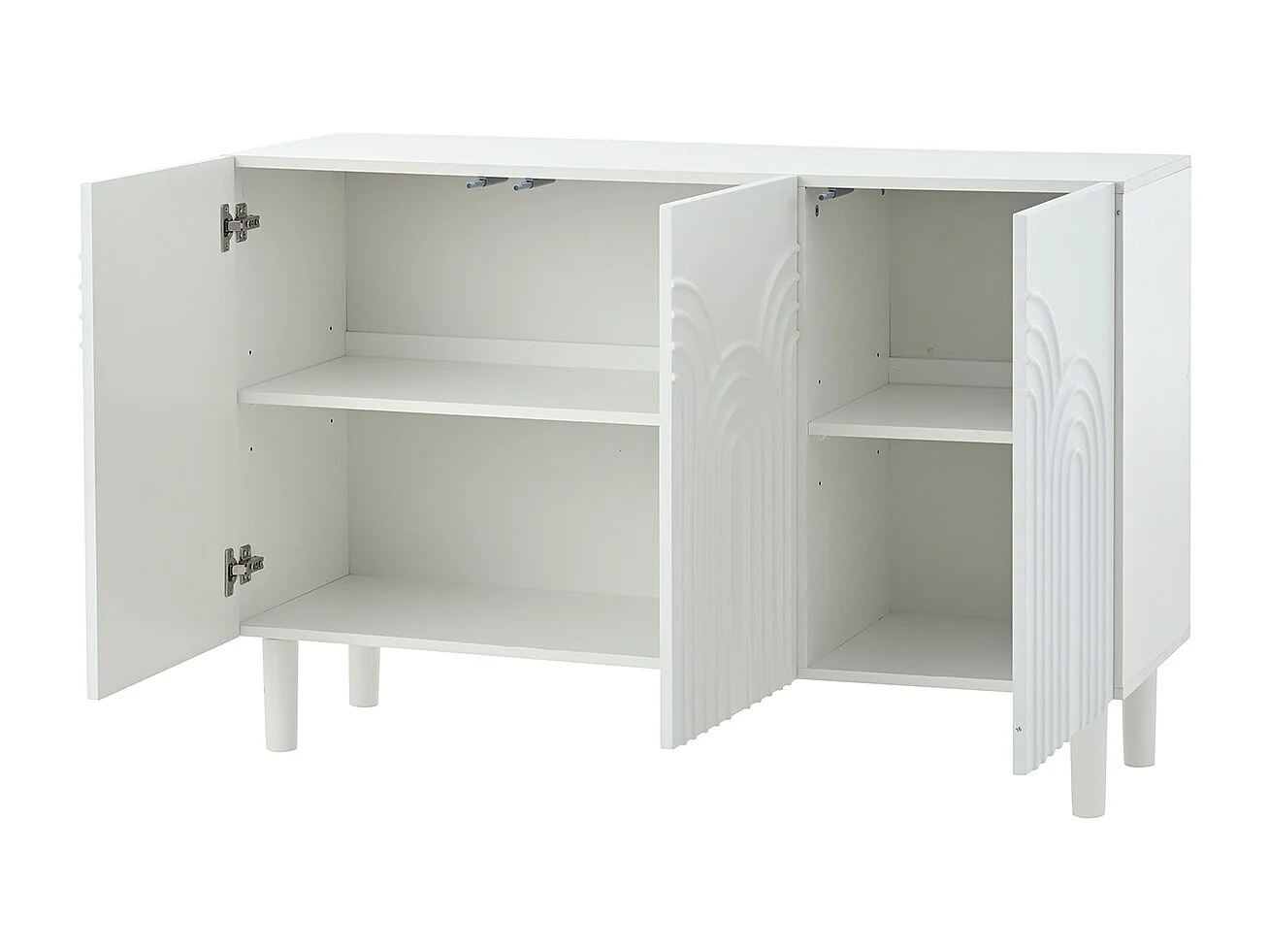 Sideboard mit Verstellbarer Trennwand Große Aufbewahrungsschrank Wohnzimmerschrank 120*38,5*79cm Weiß