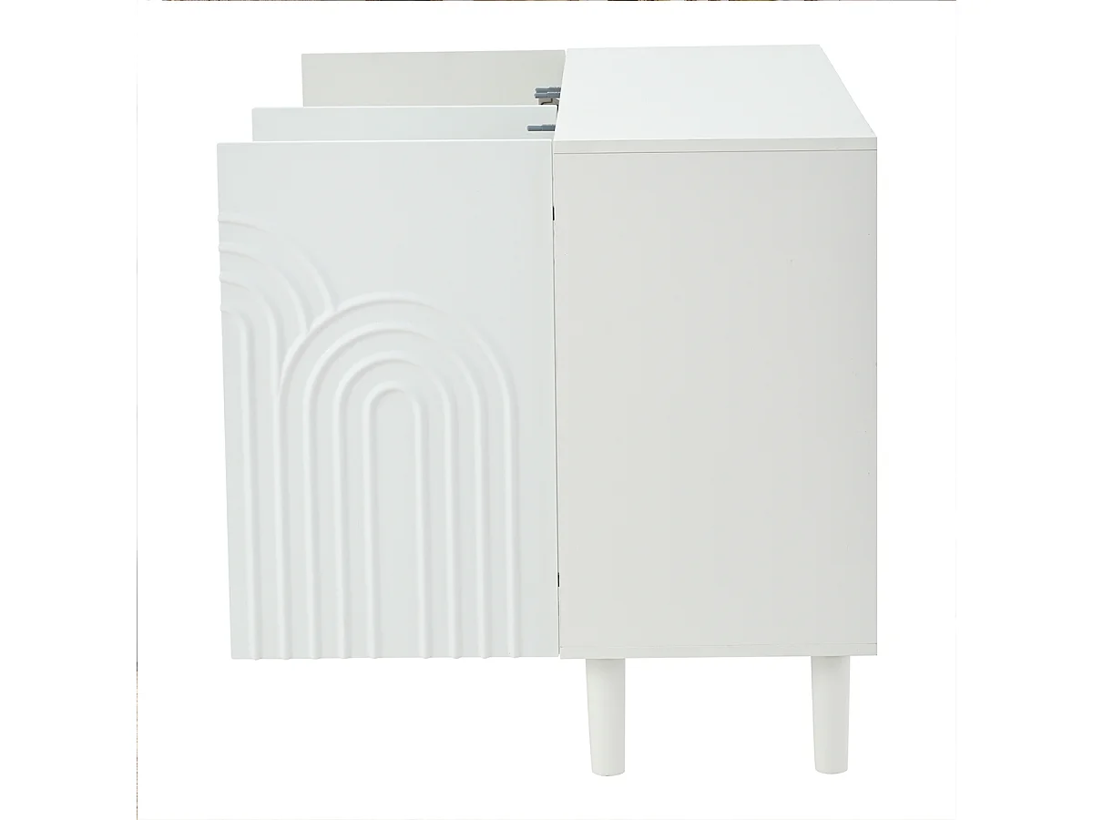 Sideboard mit Verstellbarer Trennwand Große Aufbewahrungsschrank Wohnzimmerschrank 120*38,5*79cm Weiß