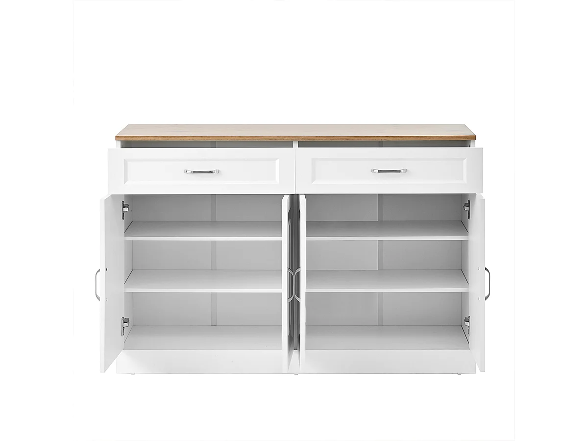 Sideboard mit Regalen und Rebounder Holzmaserung Aufbewahrungsschrank 120 L x 35 B x 80,5 H(cm)