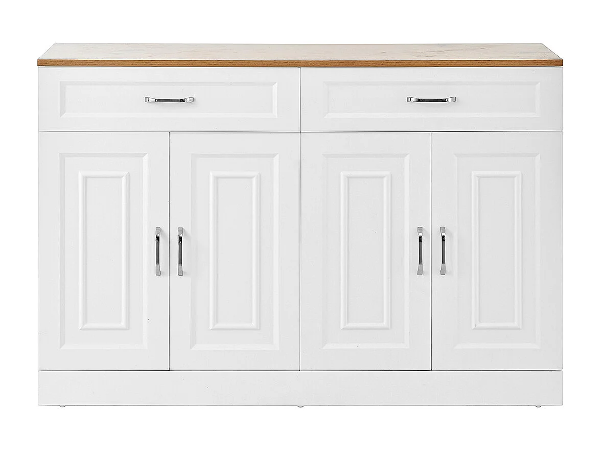Sideboard mit Regalen und Rebounder Holzmaserung Aufbewahrungsschrank 120 L x 35 B x 80,5 H(cm)