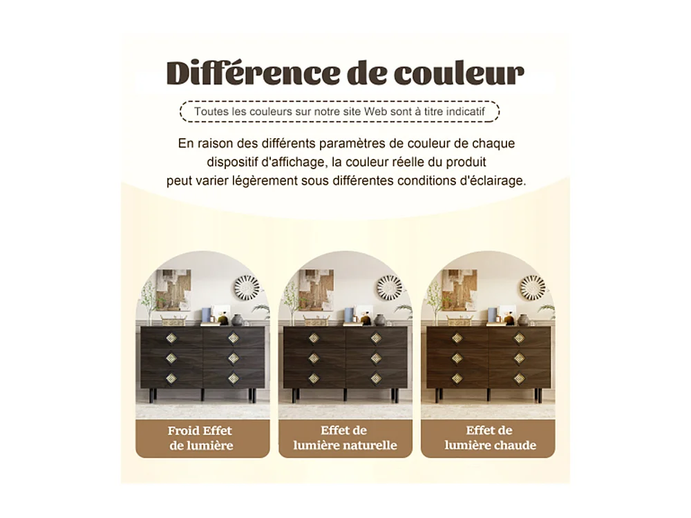 Sideboard mit 6-Schubladen,Kommode für Schlafzimmer & Wohnzimmerunterschrank Praktischer Stauraum & Stabilität