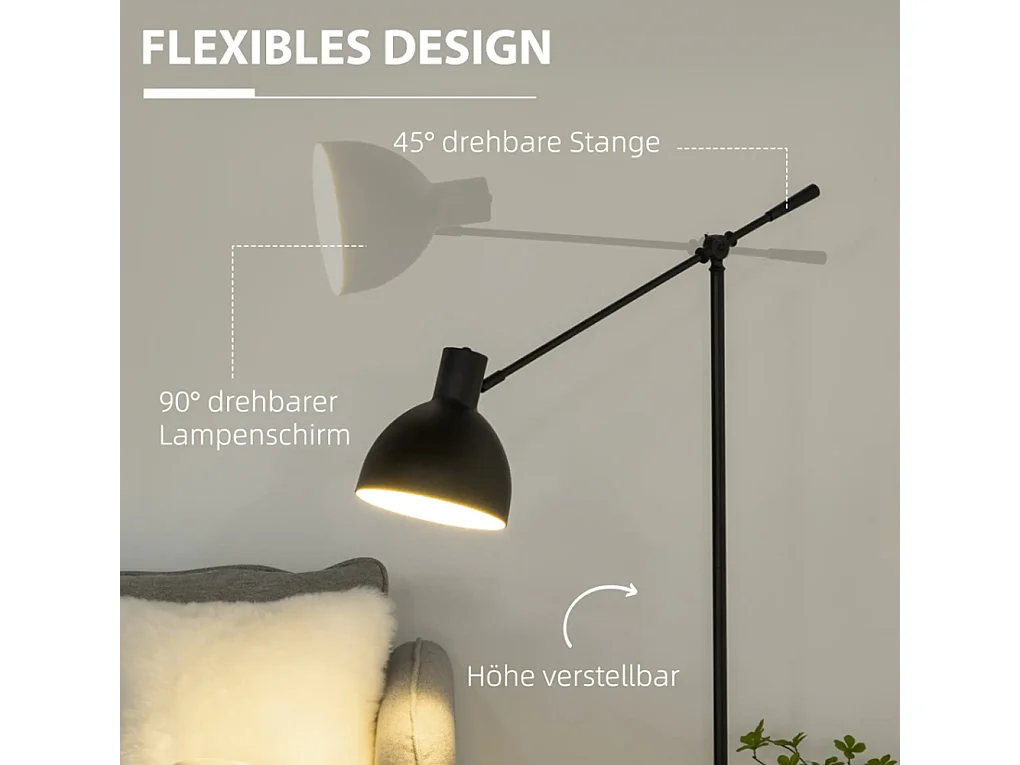 Stehleuchte Wohnzimmer, höhenverstellbar, Bodenschalter; 30 m x 30 cm x 131 cm Schlafzimmer