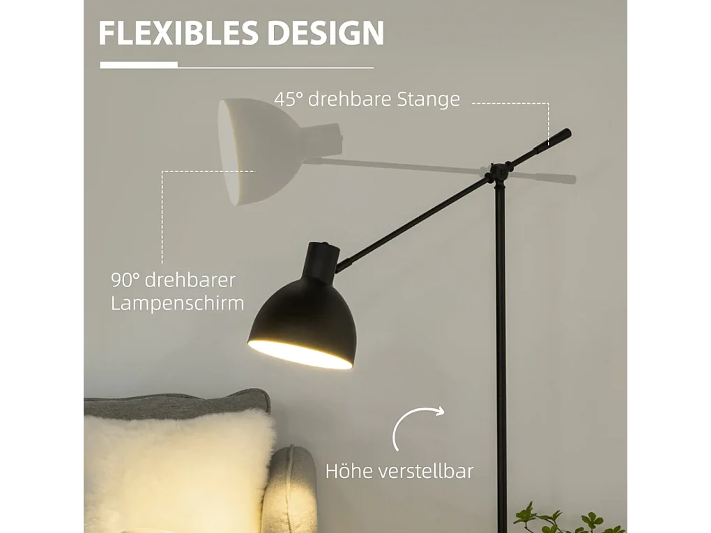 Stehleuchte Wohnzimmer, höhenverstellbar, Bodenschalter; 30 m x 30 cm x 131 cm Schlafzimmer