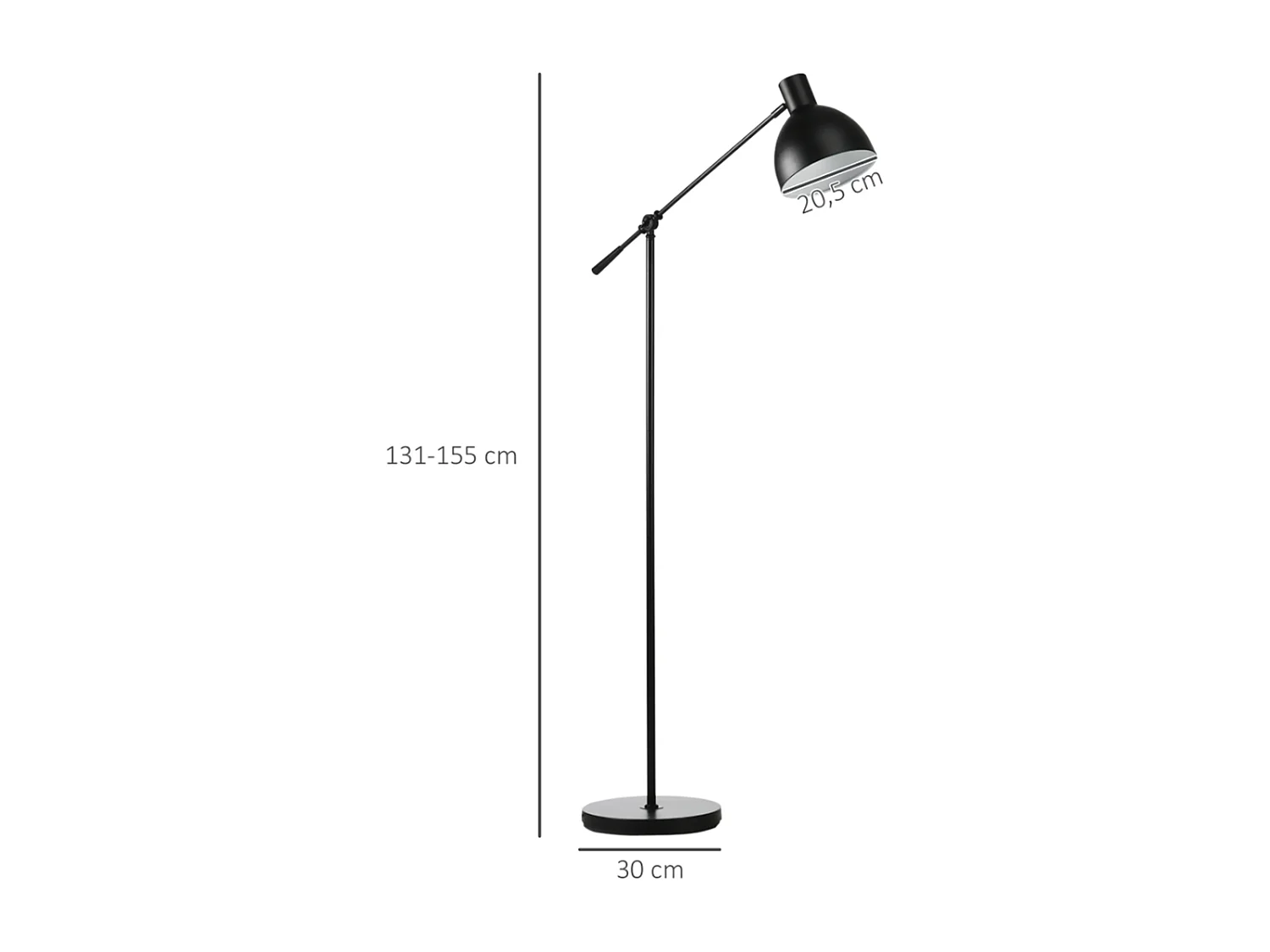 Stehleuchte Wohnzimmer, höhenverstellbar, Bodenschalter; 30 m x 30 cm x 131 cm Schlafzimmer