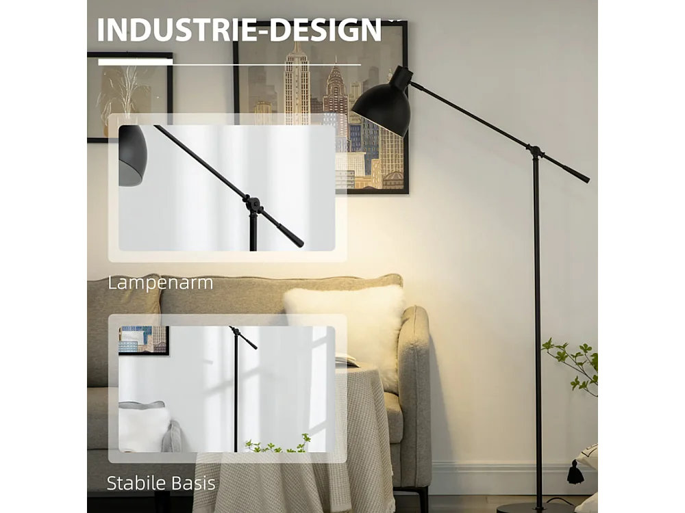 Stehleuchte Wohnzimmer, höhenverstellbar, Bodenschalter; 30 m x 30 cm x 131 cm Schlafzimmer