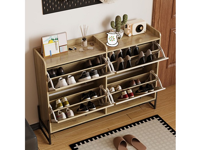 Schuhschrank mit 4 Klappen, einstellbarer Schuhregal, Schuhschrank ...