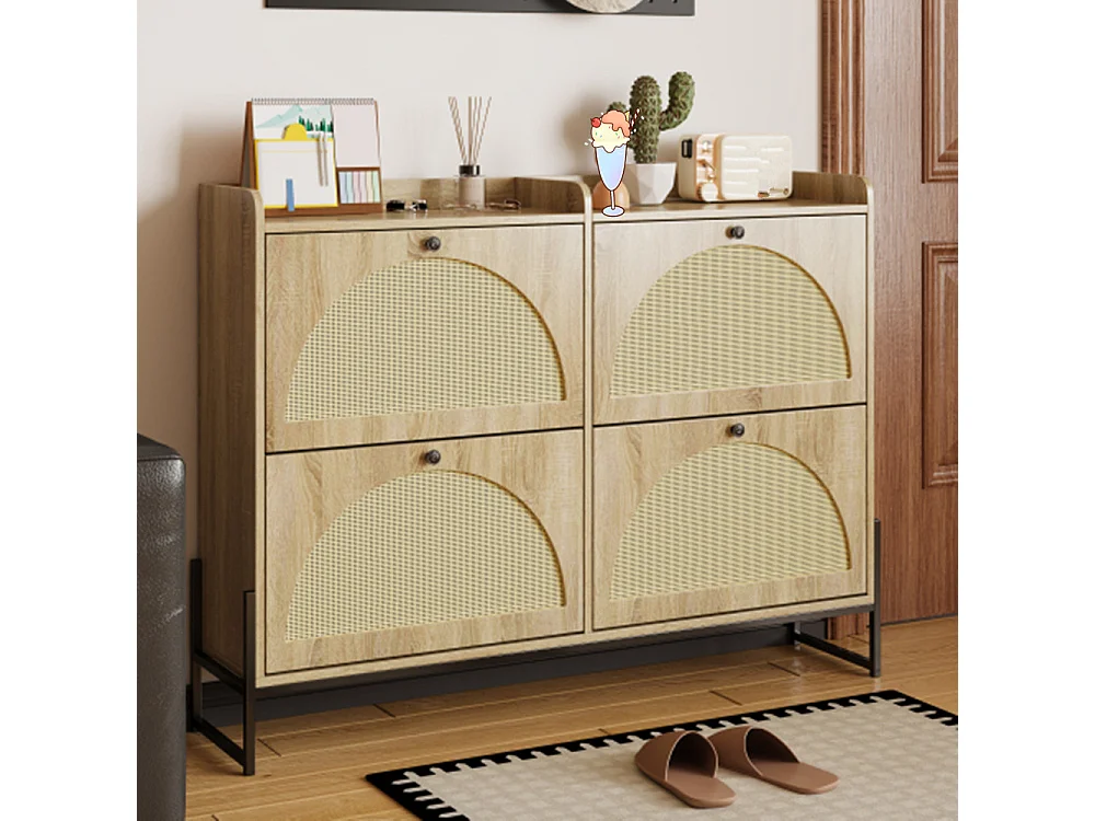 Schuhschrank mit 4 Klappen, einstellbarer Schuhregal, Schuhschrank,Schuhkipper, Diele Flur