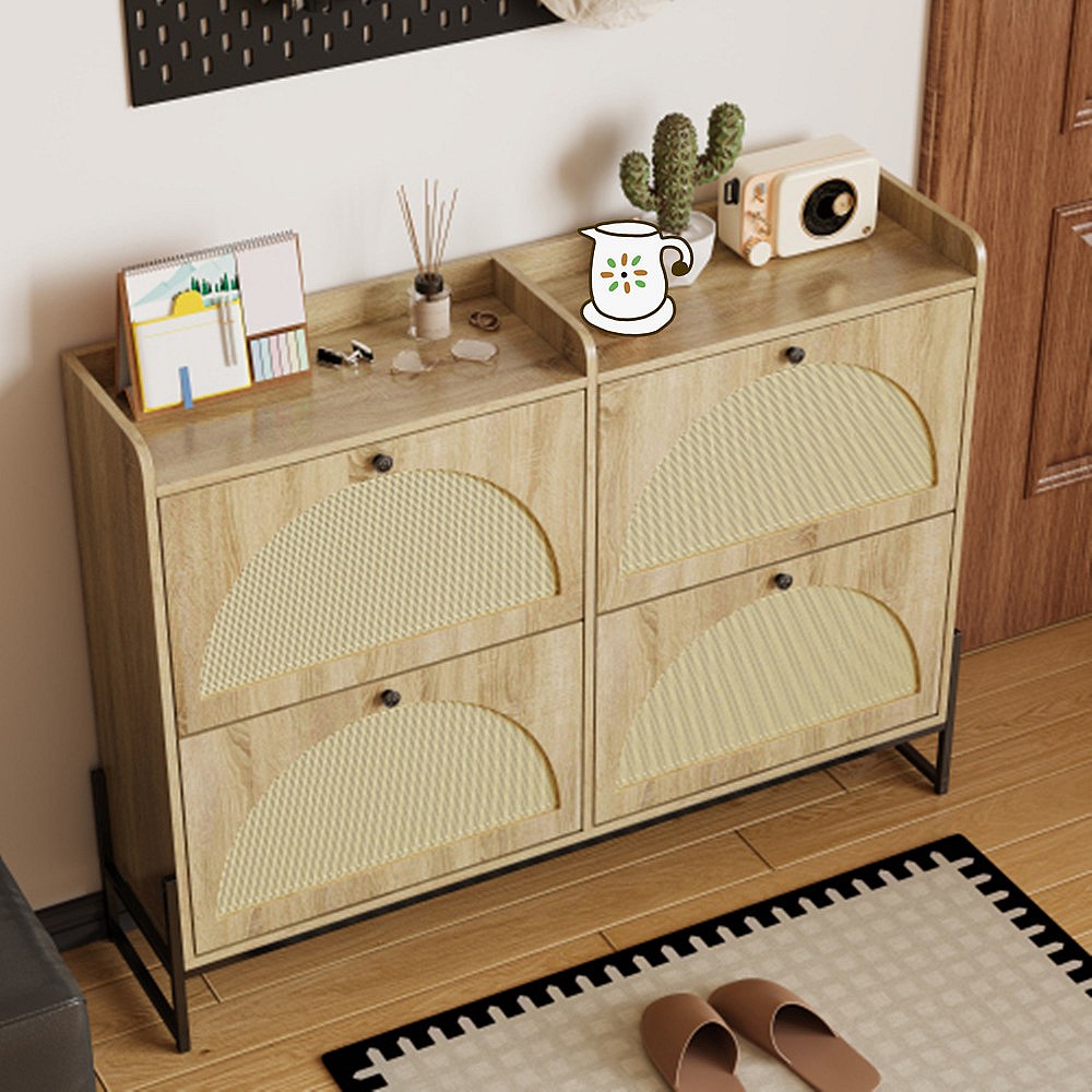 Schuhschrank mit 4 Klappen, einstellbarer Schuhregal, Schuhschrank ...