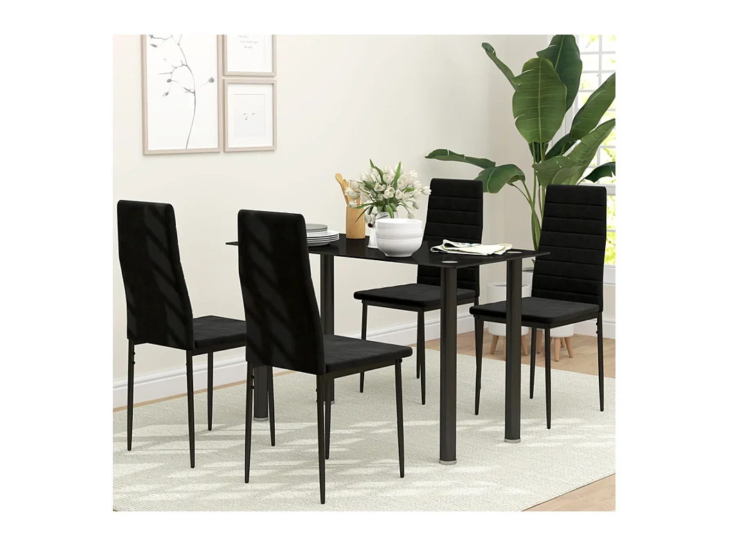 4er-Set Esszimmerstühle, Küchenstuhl armloses Design, Stoffpolsterung, Metallbeine