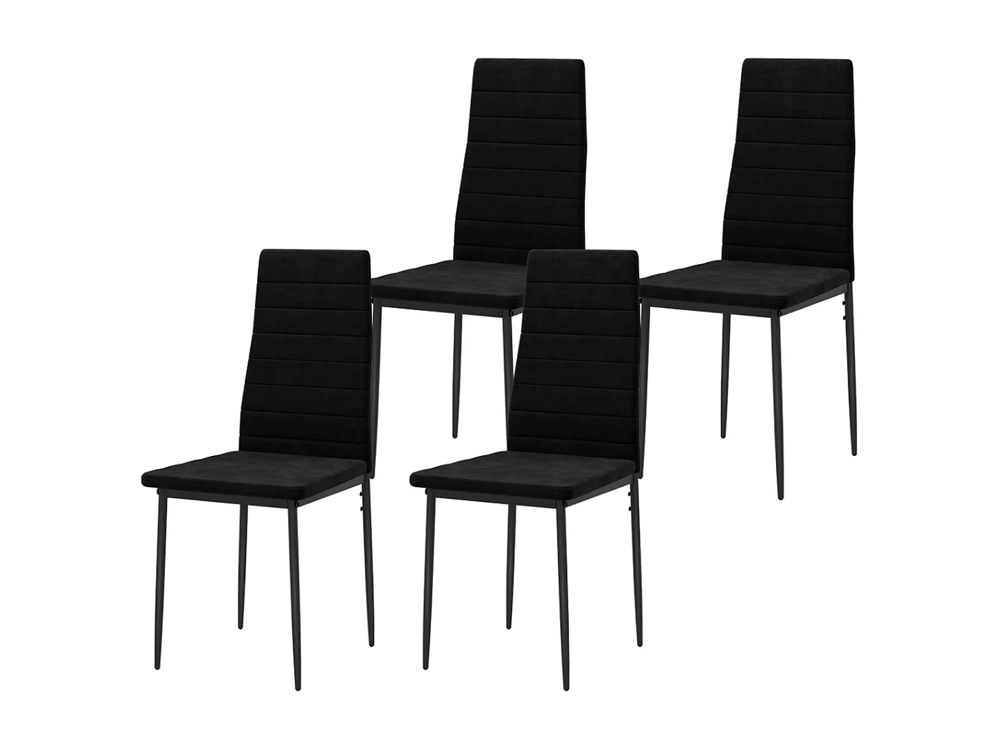 4er-Set Esszimmerstühle, Küchenstuhl armloses Design, Stoffpolsterung, Metallbeine