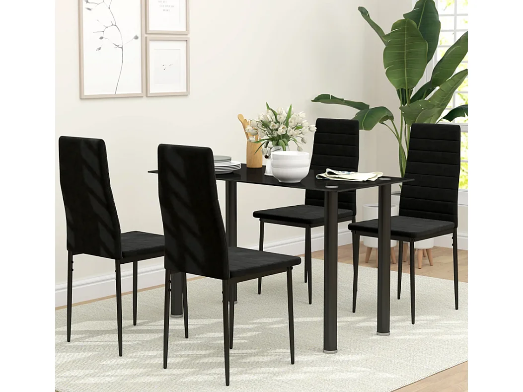 4er-Set Esszimmerstühle, Küchenstuhl armloses Design, Stoffpolsterung, Metallbeine