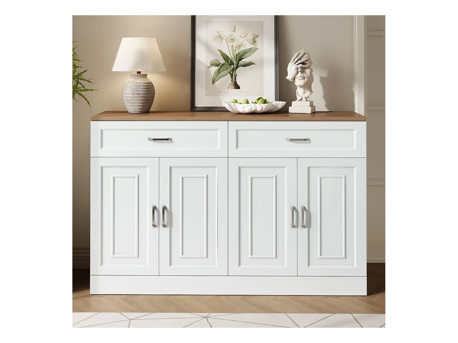 Sideboard mit Regalen, Sideboard mit Rebounder, natürliche Holzmaserung