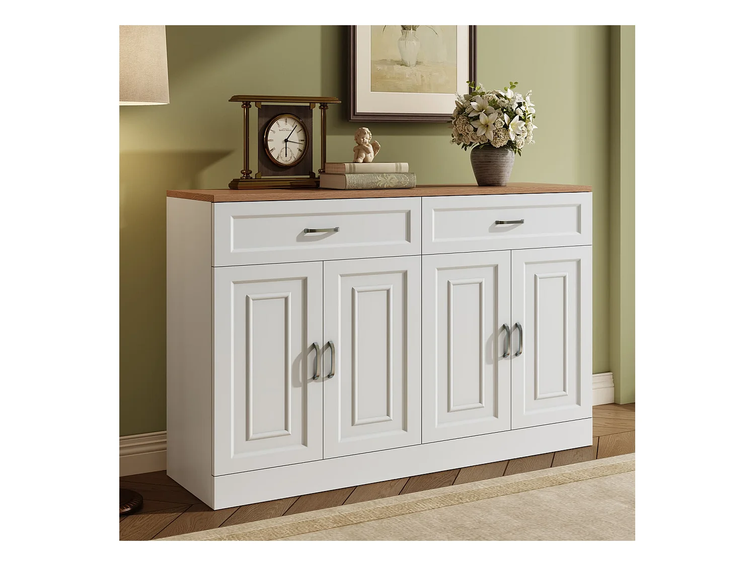 Sideboard mit Regalen, Sideboard mit Rebounder, natürliche Holzmaserung