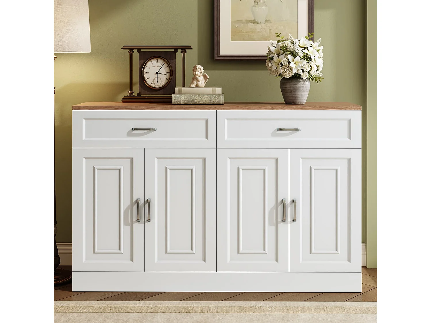 Sideboard mit Regalen, Sideboard mit Rebounder, natürliche Holzmaserung