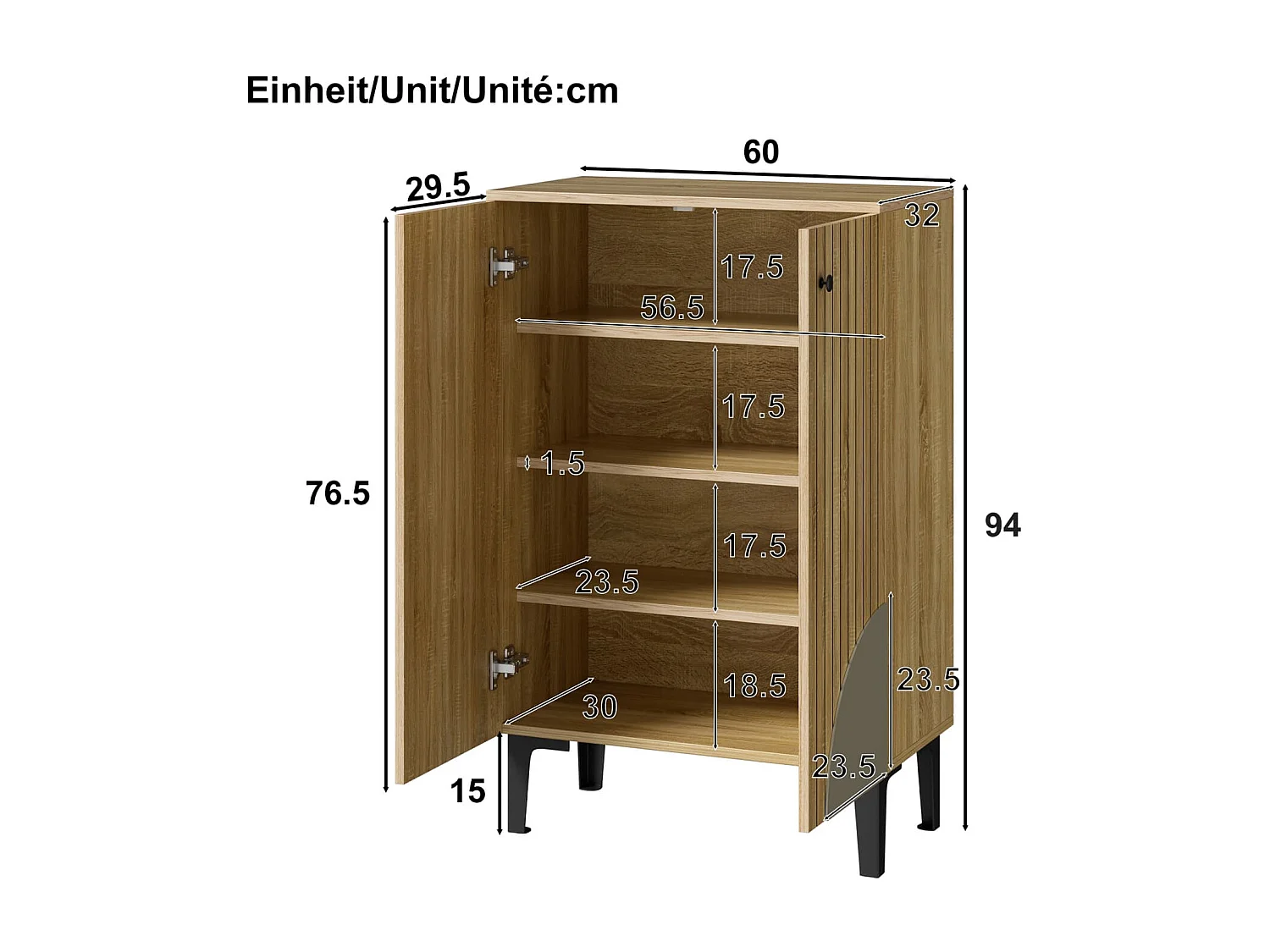 Moderner Holz Schuhschrank mit Türen – Platzsparender Schuh-Organizer mit Regalfächern, Stauraum & schwarzem Metallgestell, elegantes Design