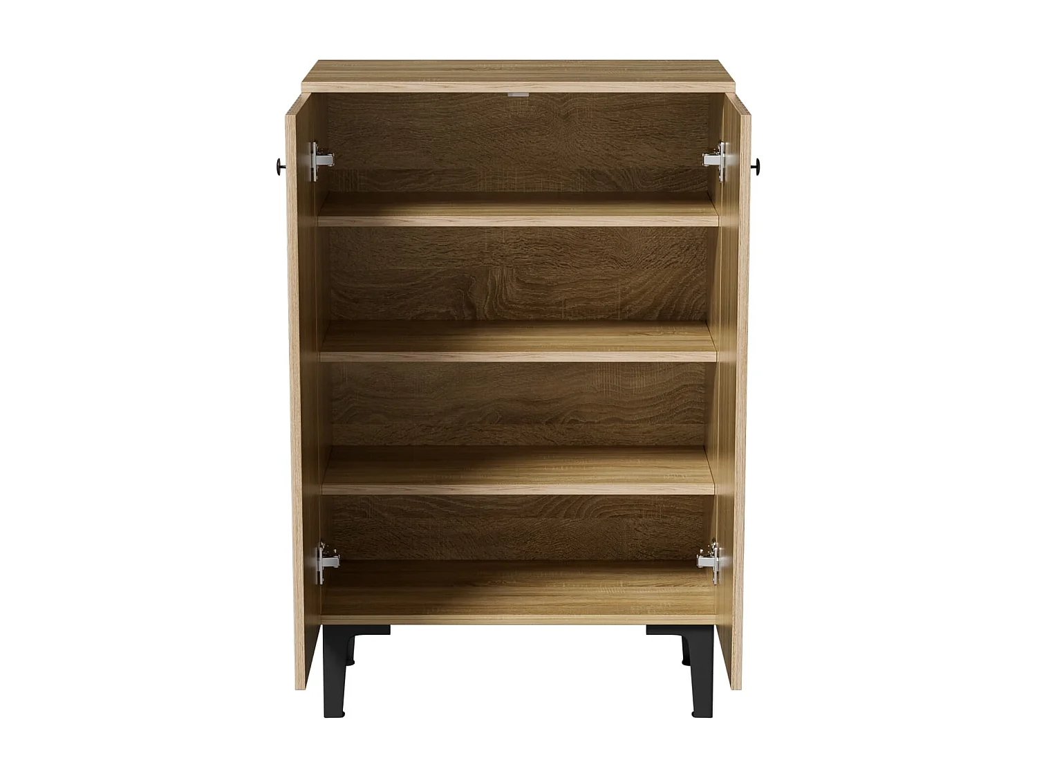 Moderner Holz Schuhschrank mit Türen – Platzsparender Schuh-Organizer mit Regalfächern, Stauraum & schwarzem Metallgestell, elegantes Design