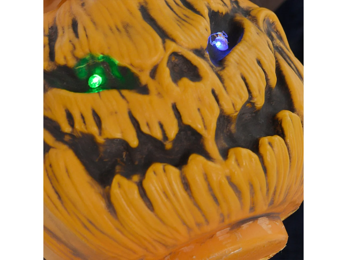 Halloween-Hexe mit Besen und Leuchtende Augen, Gruselige Geräusche, Biegsame Arme Halloweendekoration für Party 107x65x190 cm