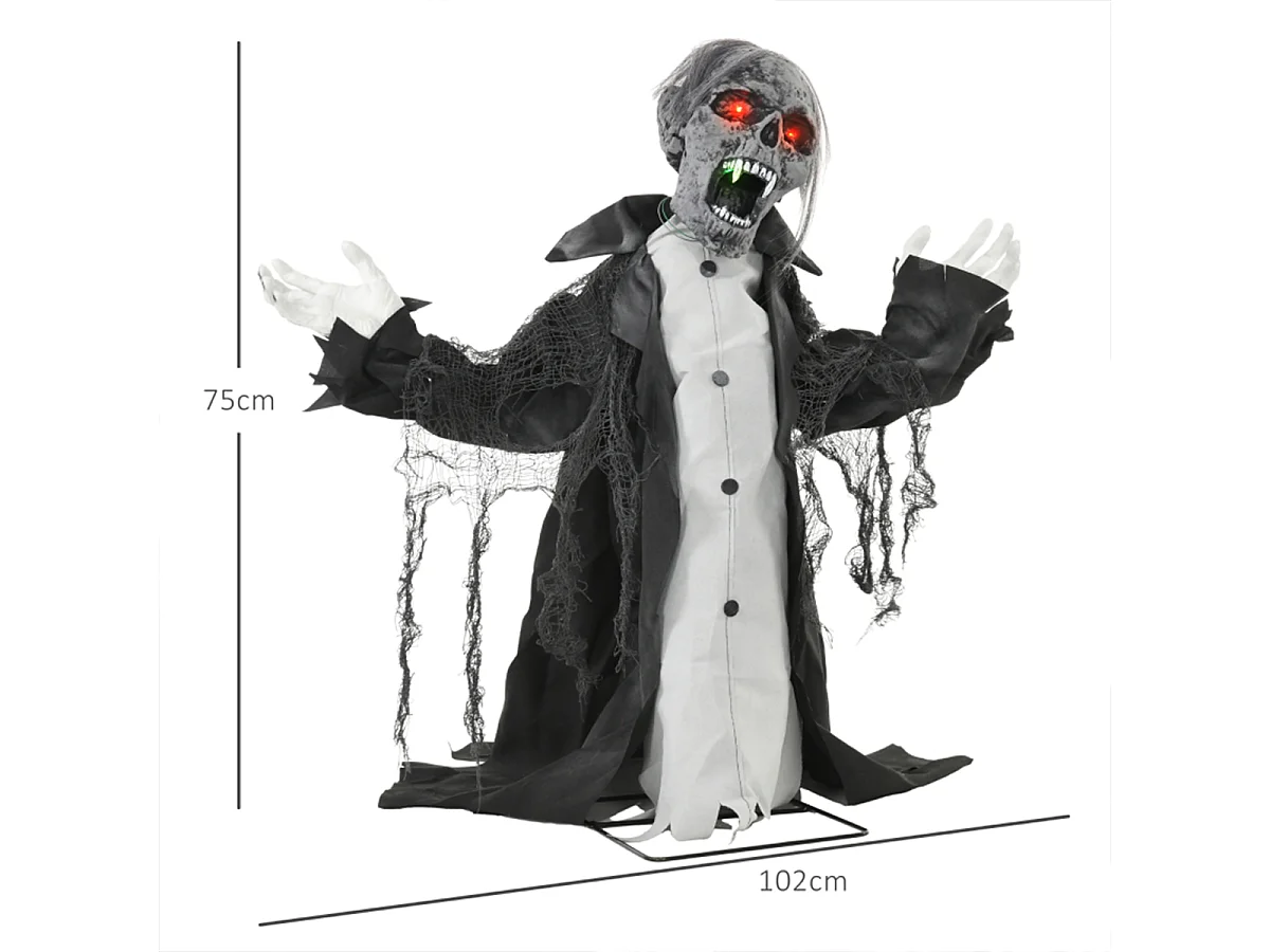 Halloweendeko Skelett/Zombie mit LEDs & Sounds Beweglich Gruselrequisiten Dekorationen für Halloween 75 cm