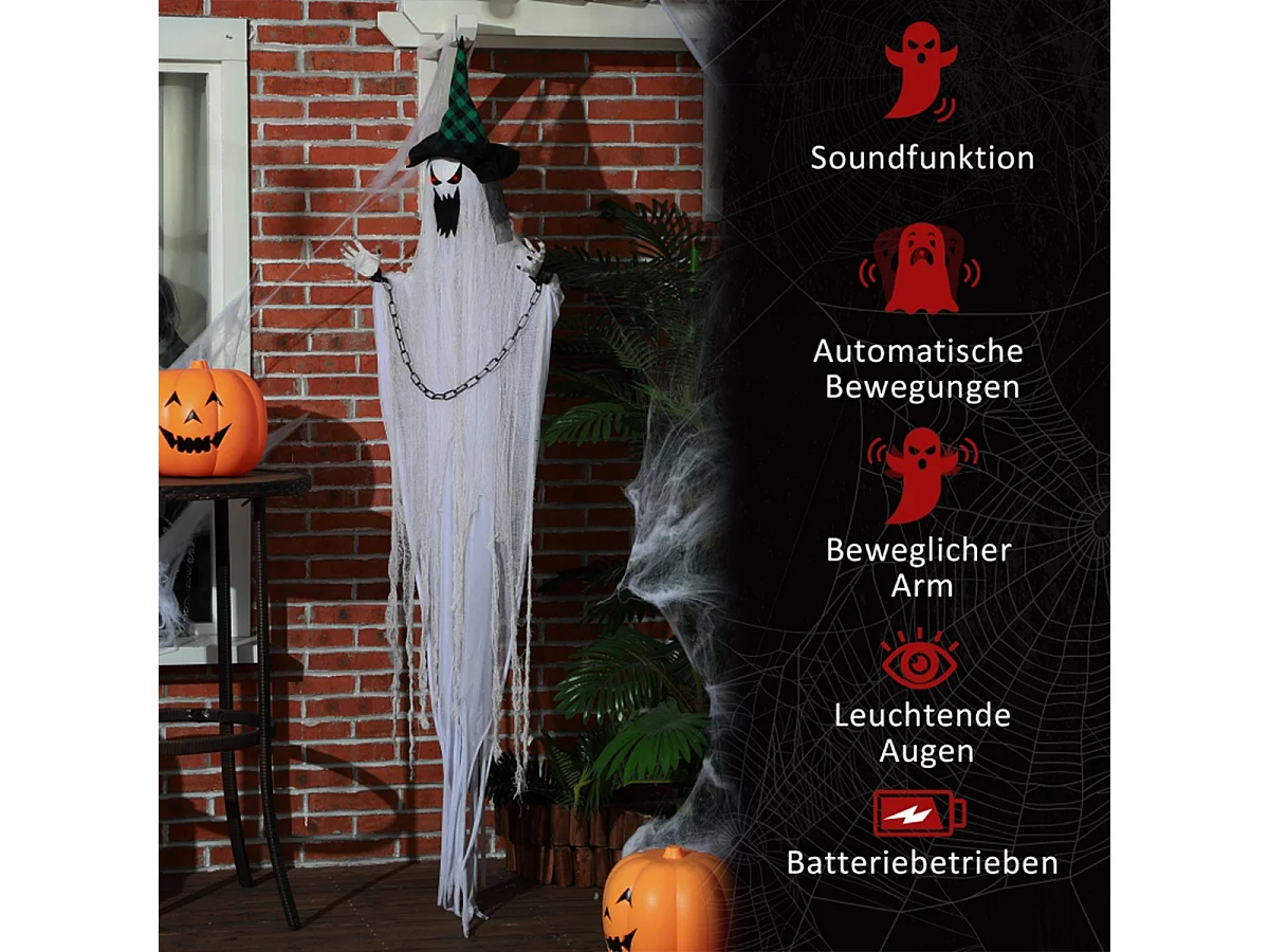 Geister-Dekoration für Halloween mit Grusel-Heulen und Bewegung Halloween Deko für Kinder Garten Outdoor Party