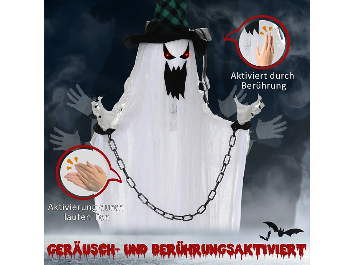 Geister-Dekoration für Halloween mit Grusel-Heulen und Bewegung Halloween Deko für Kinder Garten Outdoor Party
