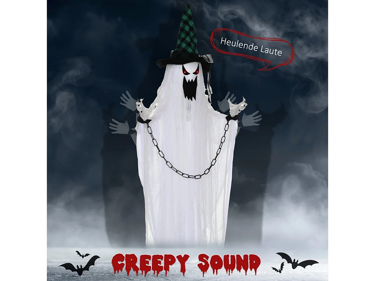 Geister-Dekoration für Halloween mit Grusel-Heulen und Bewegung Halloween Deko für Kinder Garten Outdoor Party