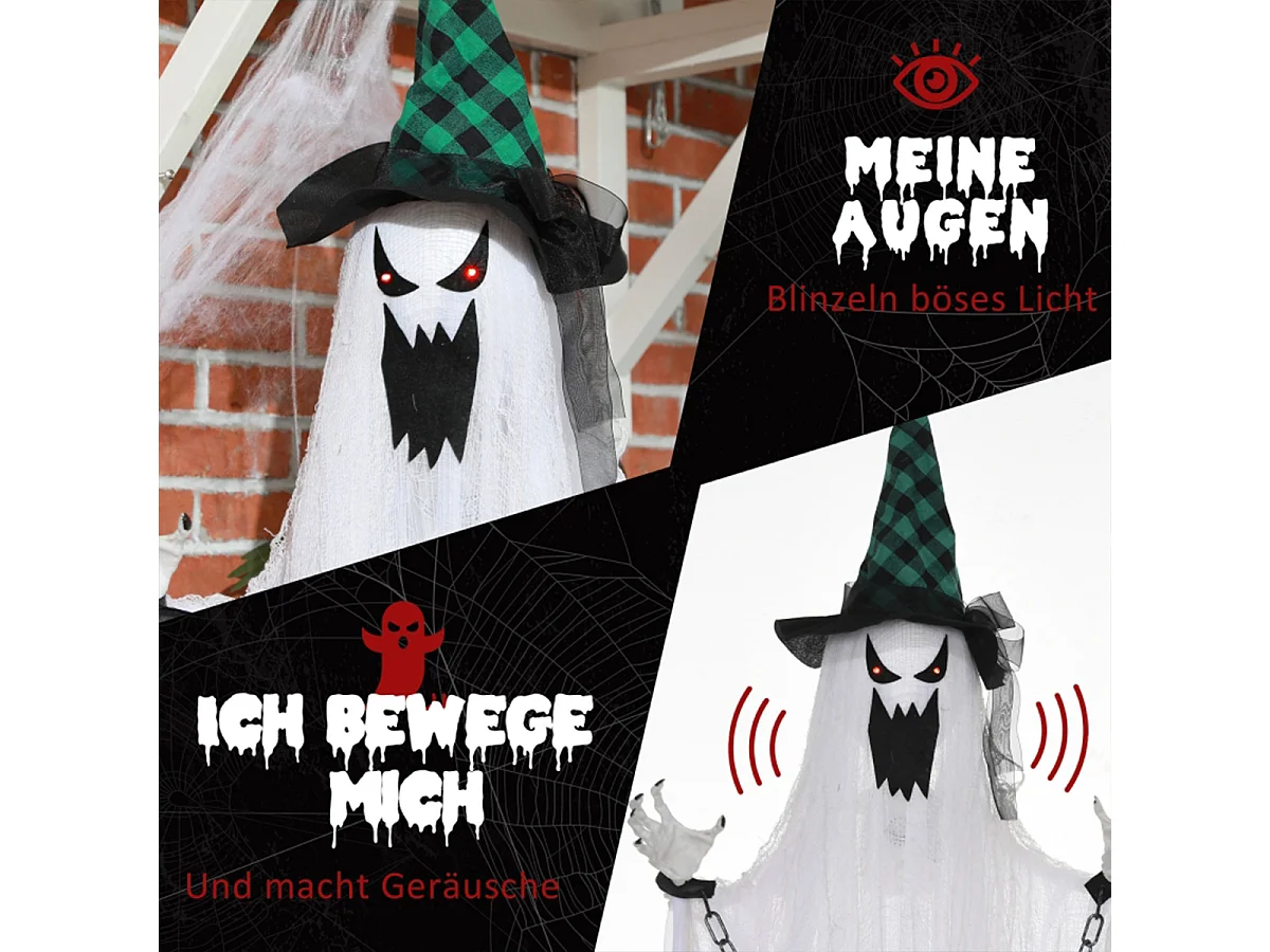 Geister-Dekoration für Halloween mit Grusel-Heulen und Bewegung Halloween Deko für Kinder Garten Outdoor Party