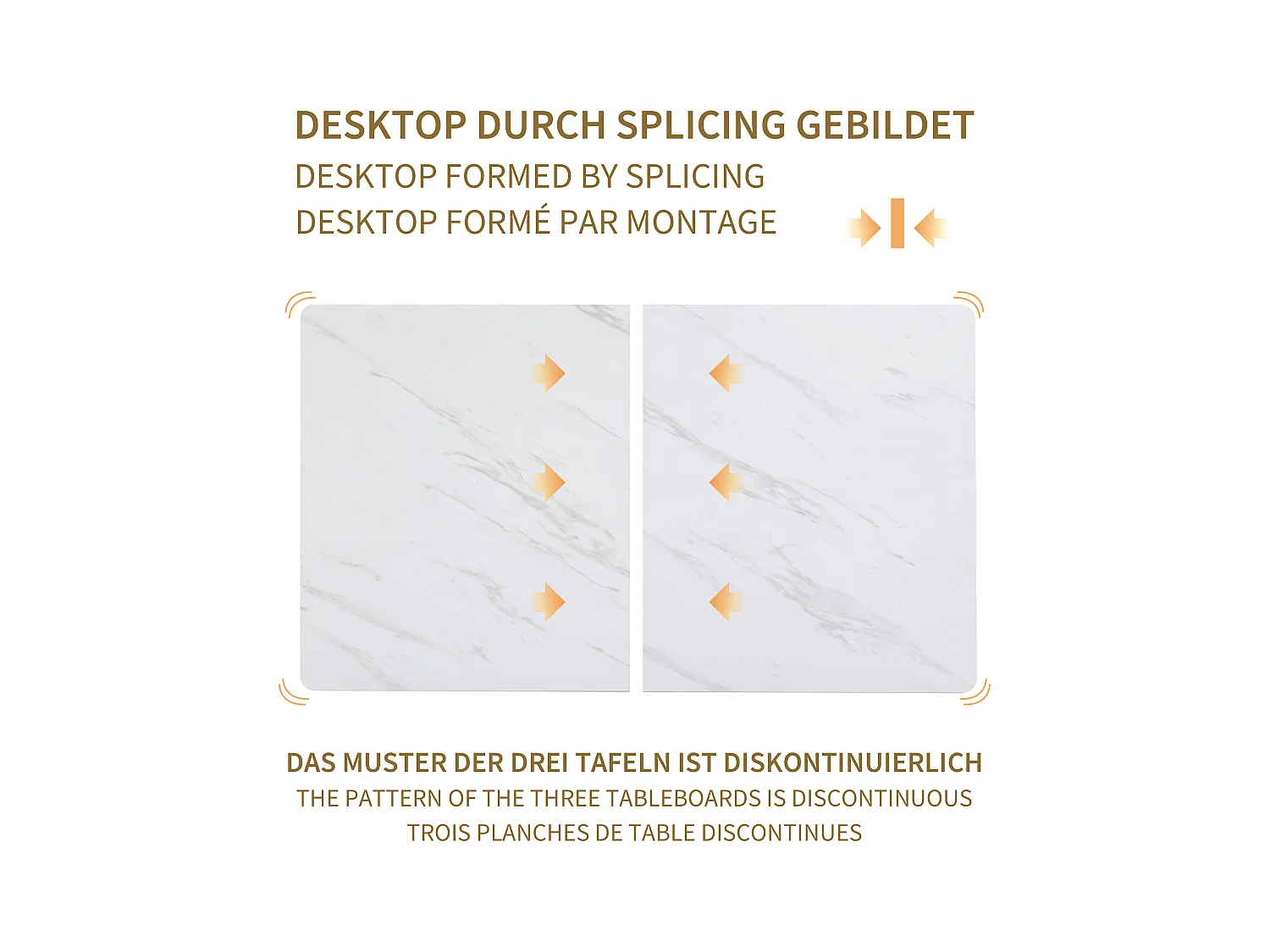 Esstisch Küchentisch Freizeittisch mit Marmormuster für 4-6 Personen 120x70cm für Wohnzimmer Schlafzimmer Esszimmer