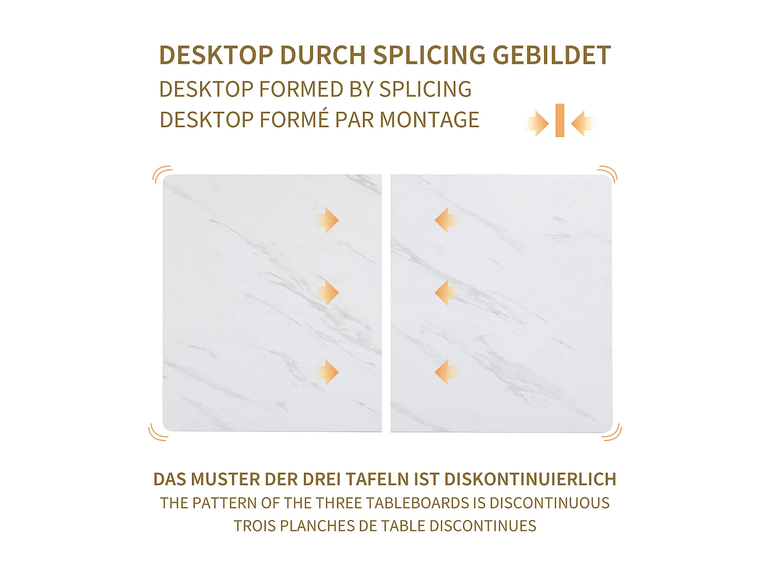 Esstisch Küchentisch Freizeittisch mit Marmormuster für 4-6 Personen 120x70cm für Wohnzimmer Schlafzimmer Esszimmer