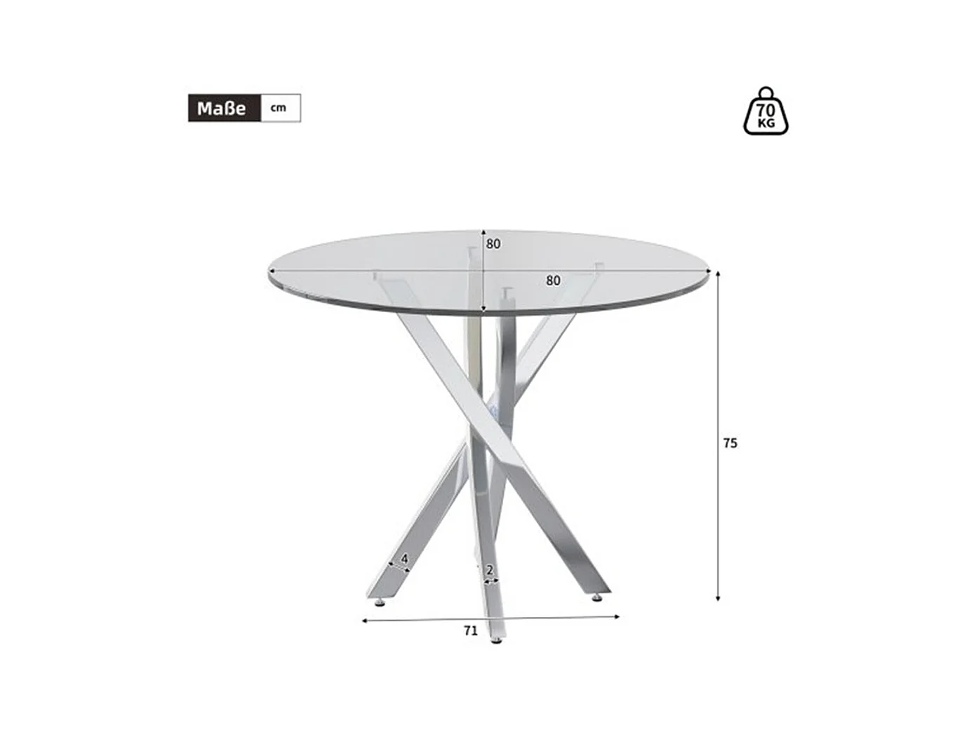 Runder Esstisch,Tischplatte, moderner Esstisch,Tischbeine, Kaffee-Freizeittisch Esszimmertisch80*80*75