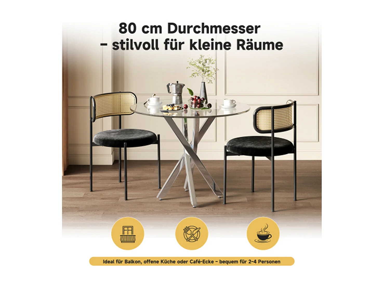 Runder Esstisch,Tischplatte, moderner Esstisch,Tischbeine, Kaffee-Freizeittisch Esszimmertisch80*80*75