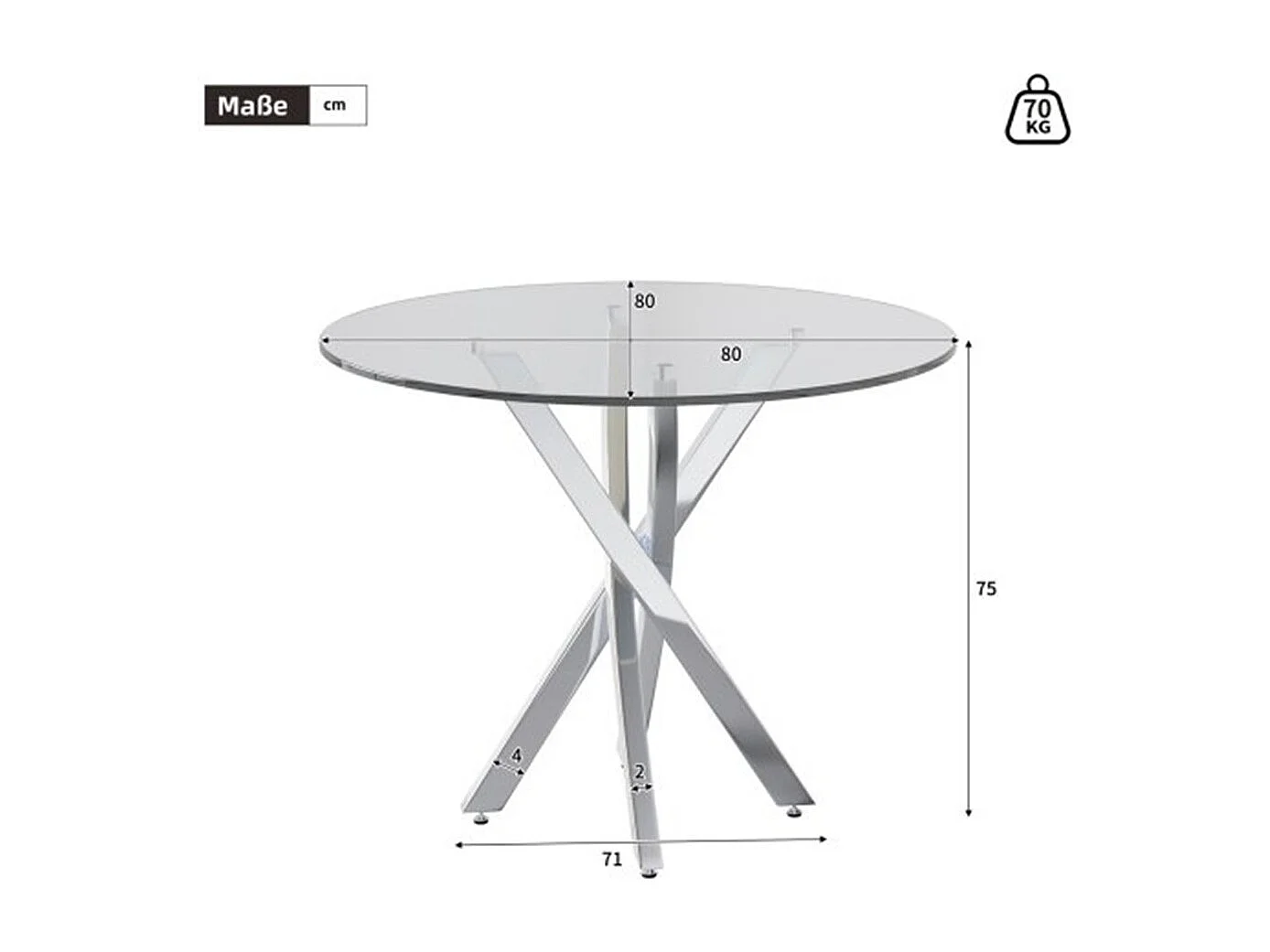 Runder Esstisch,Tischplatte, moderner Esstisch,Tischbeine, Kaffee-Freizeittisch Esszimmertisch80*80*75