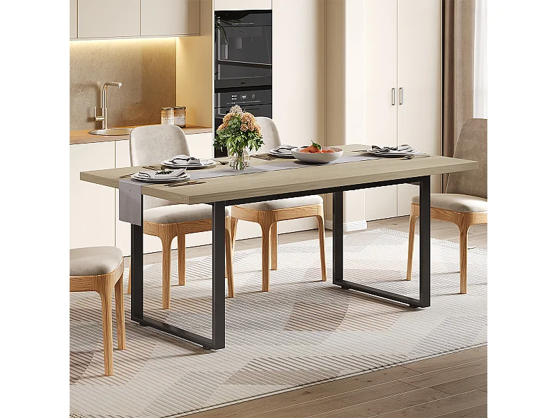 Esstisch mit stabilem Metallgestell und heller Oberfläche Esszimmertisch Küchentisch für 6–8 Personen 160 × 80 cm